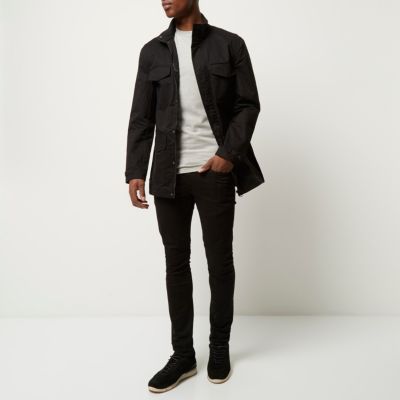 Black minimal four pocket jacket
